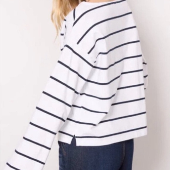 Faherty White and dark blue Striped Long Sleeve Tee - Picture 5 of 8